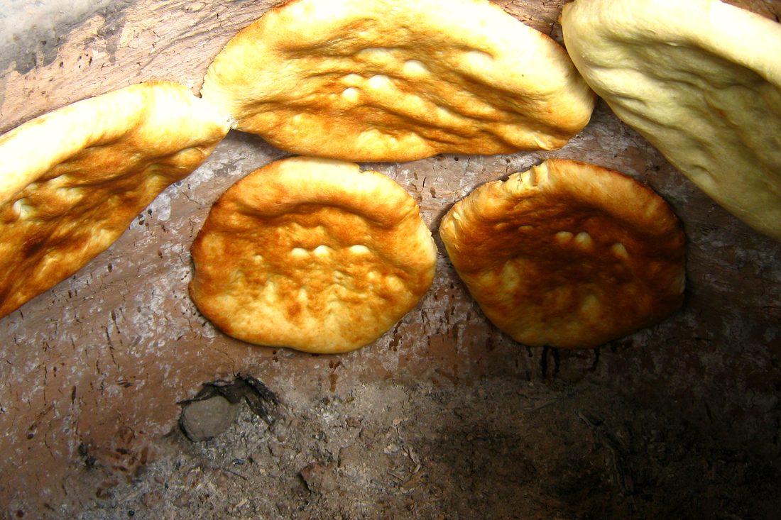 Lepeshka flatbread fresh out of the tandoor