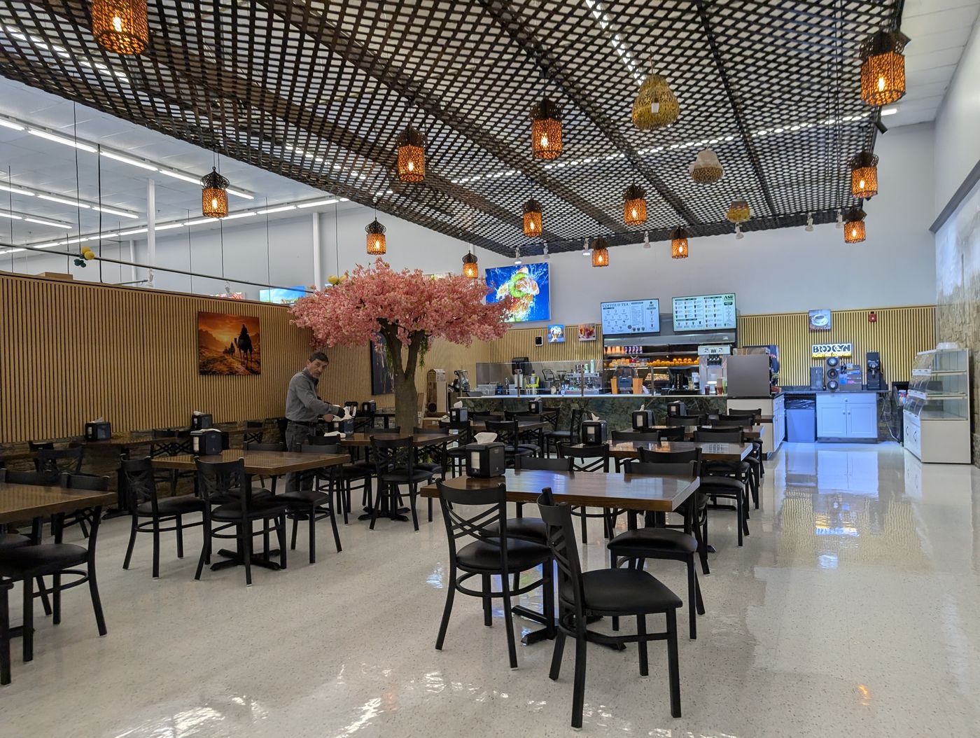 Cafe seating inside the store
