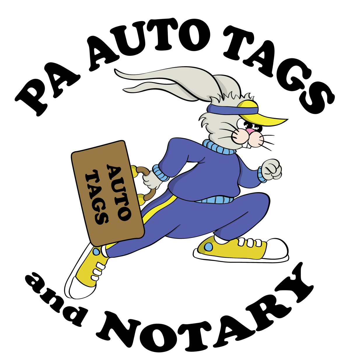 PA Auto Tags & Notary — the running rabbit mark